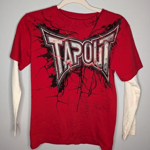 Y2K Tapout layered AOP lightning broken glass grunge MMA UFC long sleeve Tshirt - Picture 4 of 7